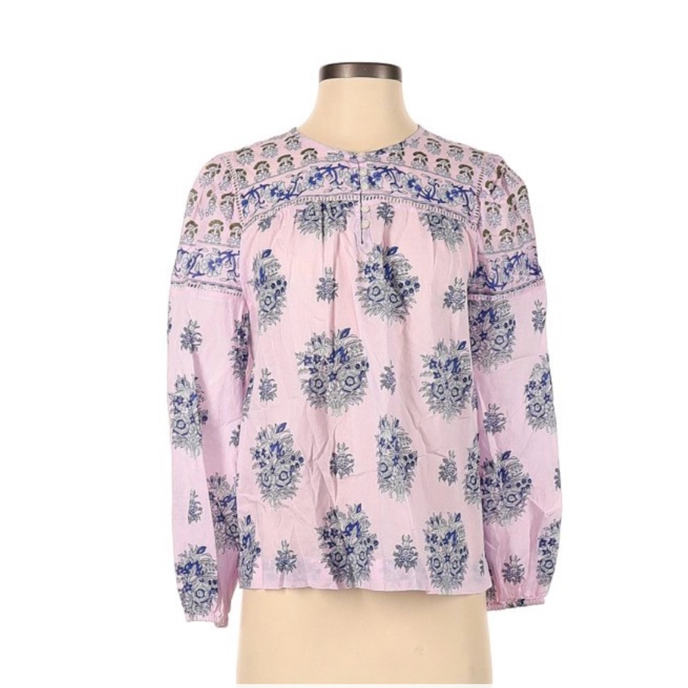 Point Sur J.Crew Long Sleeved Boho Blouse
Pink Cotton Navy Floral Size XXL